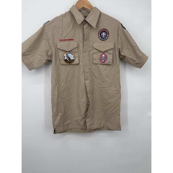Official Boy Scouts Of America  Mens  Shirt Size Small patches sew to it - Picture 2 of 8